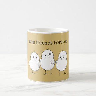 Caneca De Café Pintinhos Bebês Brancos Dourados Melhores Amigos P