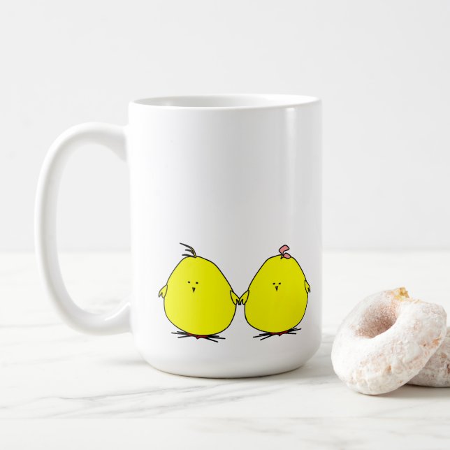 Caneca De Café Pintinhos bonitos (Com Donut)