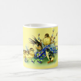 Caneca De Café Pintinhos de Estilo Vintage e Páscoa Coelhinha