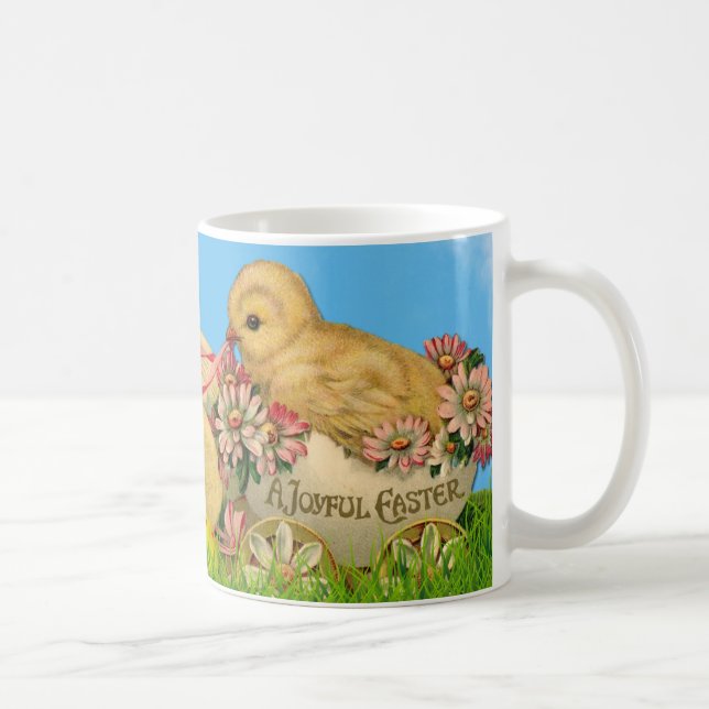 Caneca De Café Pintinhos de Páscoa com Céu Azul e Ovo de Páscoa (Direita)