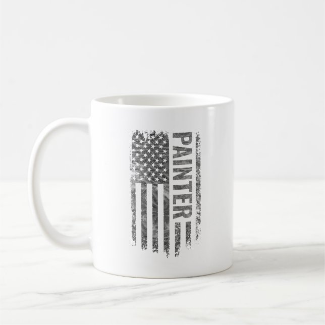 Caneca De Café Pintor Bandeira EUA Desgastada design (Esquerda)