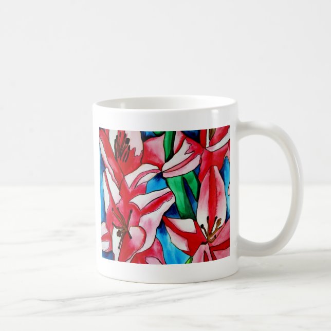 Caneca De Café Pintor de lírio de dia rosa (Direita)