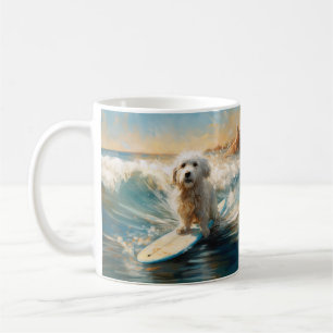 Caneca De Café Pintor De Surfe De Praia De Coton De Tulear