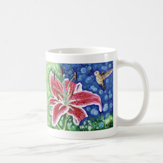 Caneca De Café Pintor Hummingbird e Stargazer Lily (Direita)