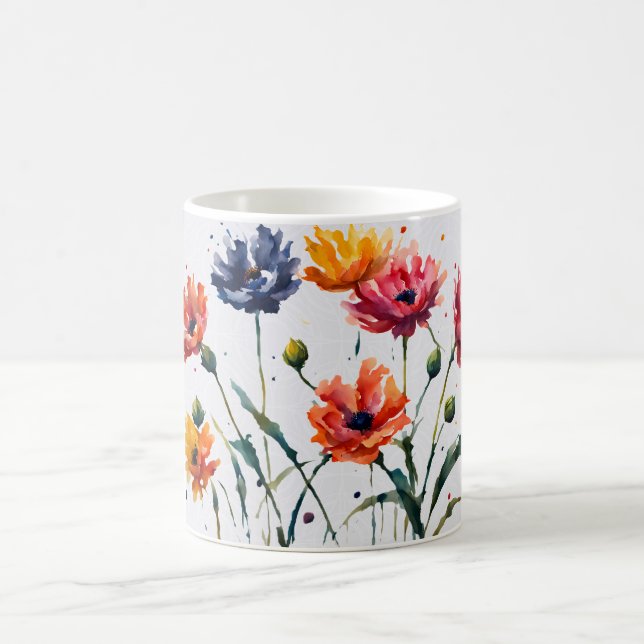 Caneca De Café Pintor Mínimo de Flores de Aquarela (Centro)