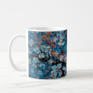 Caneca De Café Pintura a óleo de arte, flor de cereja, abstrato,