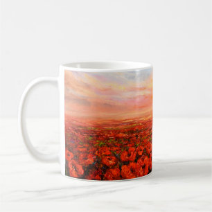 Caneca De Café pintura a óleo de papoila de ópio (Papaver somnif