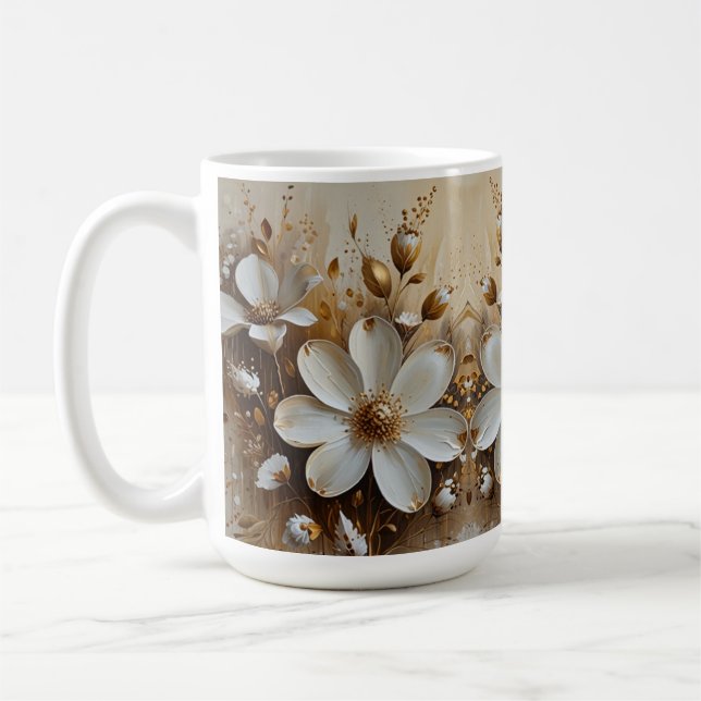 Caneca De Café Pintura a óleo flexível de Abstrato elegante com D (Esquerda)