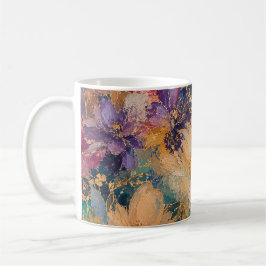 Caneca De Café Pintura a Óleo Floral Abstrata Impressionista Vibr