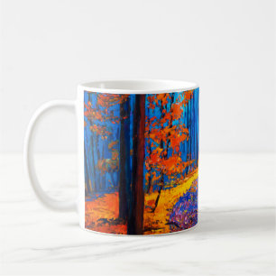 Caneca De Café pintura a óleo mostrando a bela floresta de outon