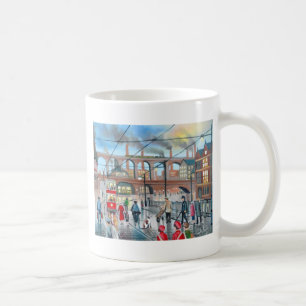 Caneca De Café Pintura a óleo velha do trem do viaduto de