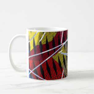 Caneca De Café Pintura abstrato, vermelha e branca, azul