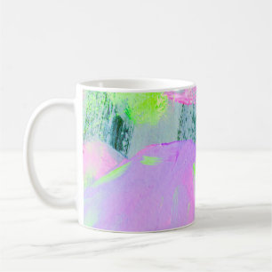 Caneca De Café pintura acrílica desenhada à mão sobre fundo de ab