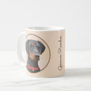 Caneca De Café Pintura Alemã Pinscher Pintura Original Arte Anima