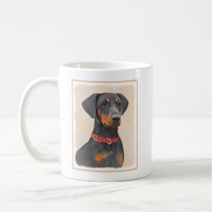 Caneca De Café Pintura Alemã Pinscher Pintura Original Arte Anima
