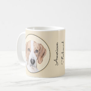 Caneca De Café Pintura Americana de Foxhound - Arte Cachorra Orig