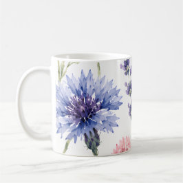 Caneca De Café Pintura Aquarelada de Flores de Campo Floral
