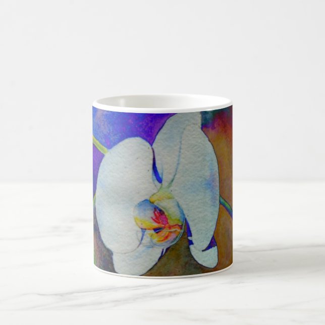 Caneca De Café Pintura aquosa de orquídea branca havaiana (Centro)
