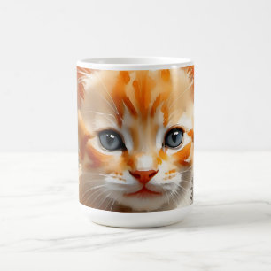 Caneca De Café Pintura aquosa de um gato laranja giro