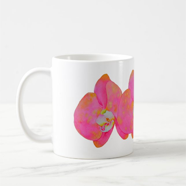 Caneca De Café Pintura aquosa rosa elegante Pintura orquídea (Esquerda)