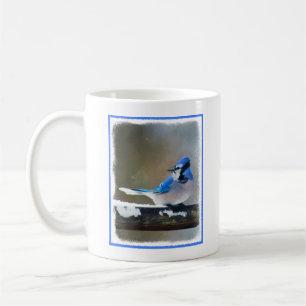 Caneca De Café Pintura Blue Jay - Arte Original para Pássaros