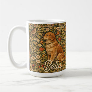 Caneca De Café Pintura boho elegante vintage do Golden Retriever