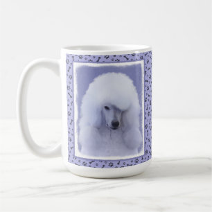 Caneca De Café Pintura Branca de Poodle Padrão - Arte Cão Origi
