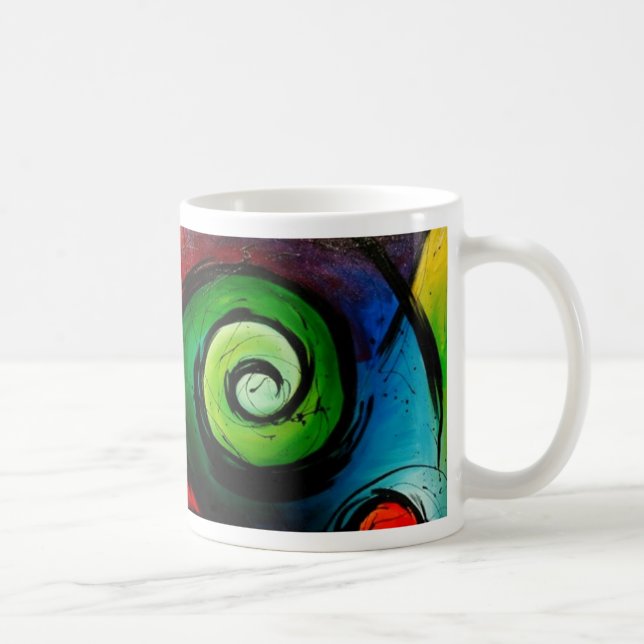 Caneca De Café Pintura brilhante Funky da arte abstracta (Direita)