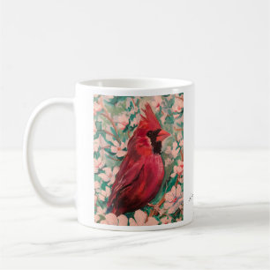 Caneca De Café Pintura Cardeal Moderna Reds & White