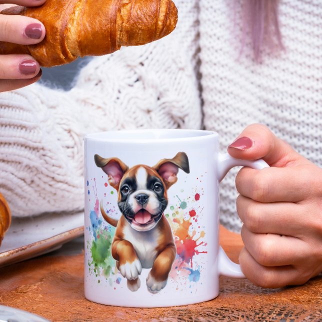 Caneca De Café Pintura Colorida de Cachorro Boxer (Criador carregado)