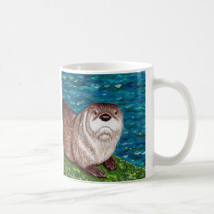 Caneca De Café Pintura com lontra do Rio Cheeky