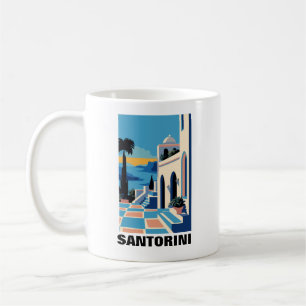 Caneca De Café Pintura da arquitetura da Grécia Santorini