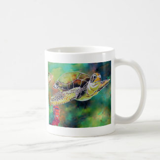 Caneca De Café Pintura da Seda de Tartaruga Verde