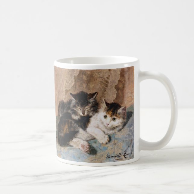 Caneca De Café Pintura das belas artes do gatinho do gato e das (Direita)