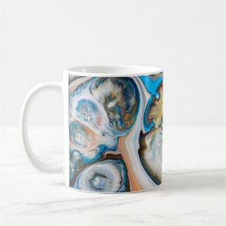 Caneca De Café Pintura de abstrato branco e azul