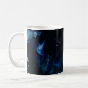 Caneca De Café Pintura de abstrato branco e azul
