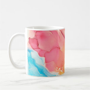 Caneca De Café Pintura de abstrato fluido de luxo natural em alco