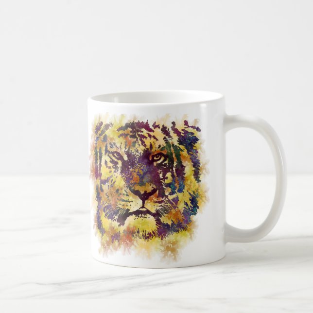 Caneca De Café pintura de abstrato Lion (Direita)