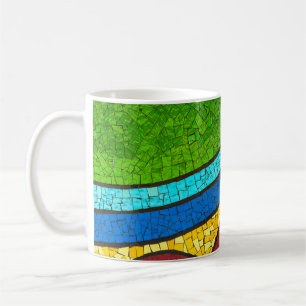 Caneca De Café Pintura de abstrato verde e vermelho