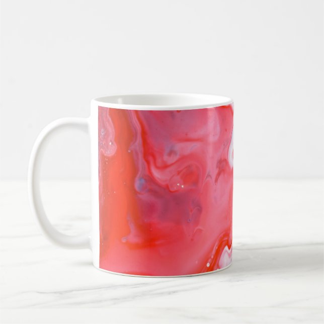 Caneca De Café Pintura de abstrato vermelha e cinza (Esquerda)