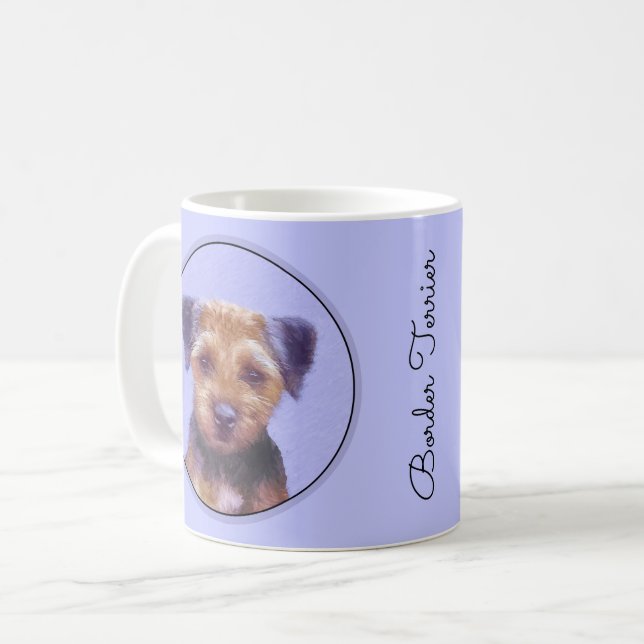 Caneca De Café Pintura de Borda Terrier - Arte de Cachorro Origin (Frente Esquerda)