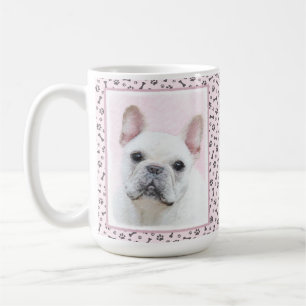Caneca De Café Pintura de Bulldog Francês (Cream/Branco) - Arte 