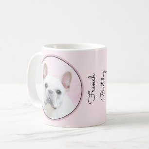 Caneca De Café Pintura de Bulldog Francês (Creme/Branco) - Arte C