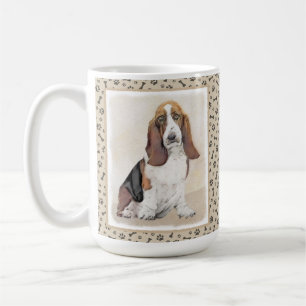 Caneca De Café Pintura de Cachorro Basset - Arte de Cachorro Orig