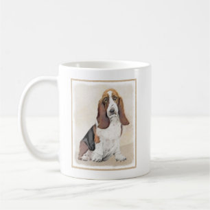 Caneca De Café Pintura de Cachorro Basset - Arte de Cachorro Orig