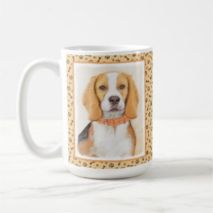 Caneca De Café Pintura de Cachorro Beagle Original Arte Animal