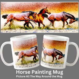 Caneca De Café Pintura de Cavalos em