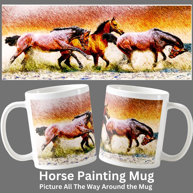 Caneca De Café Pintura de Cavalos em (Criador carregado)