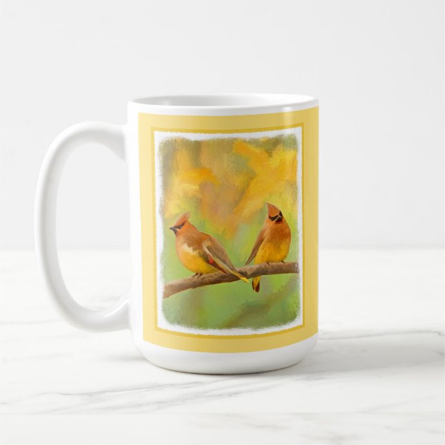 Caneca De Café Pintura De Cedar Waxwing - Arte De Cachorro Origin (Esquerda)