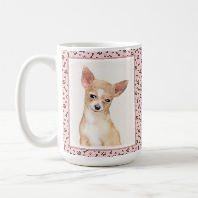 Caneca De Café Pintura de Chihuahua - Arte de Cachorro Original C (Esquerda)